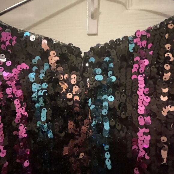 AQUA Sequin Shiny Faux Wrap Cocktail Midi Evening Dress Size 6 Birthday Special - Picture 12 of 15